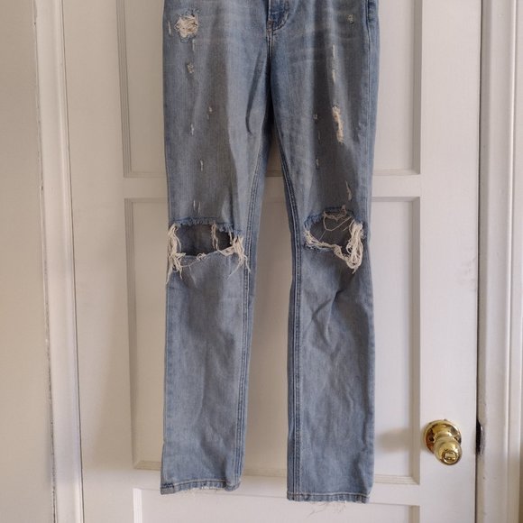 Reformation Distressed Straight Leg, High Waist Denim Jean - Size 27P - Picture 2 of 8